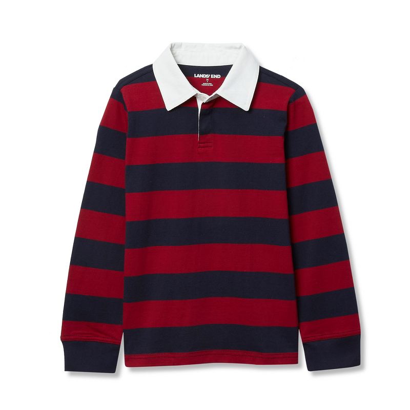 قميص الرجبي Lands' End Kids Husky بأكمام طويلة وياقة