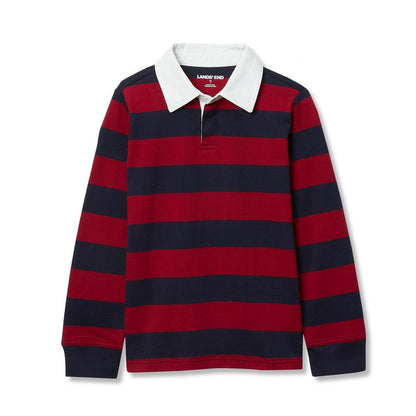قميص الرجبي Lands' End Kids Husky بأكمام طويلة وياقة
