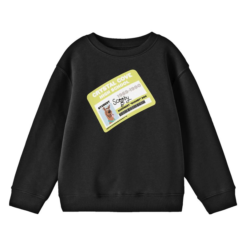 Scooby Doo Scooby's Crystal Cove High School ID Youth Black Crew Neck Sweatshirt