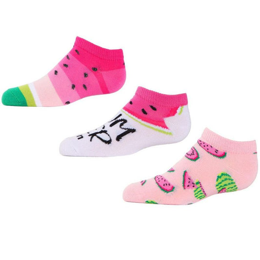 Memoi Watermelon No Show Cotton Blend Socks 3-Pack Assorted