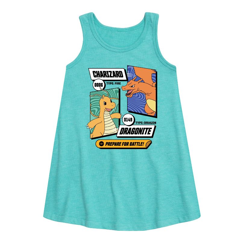 فستان بناتي - بوكيمون - دراغونايت تشارزارد جاهز للمعركة بدون أكمام برسومات جرافيكية