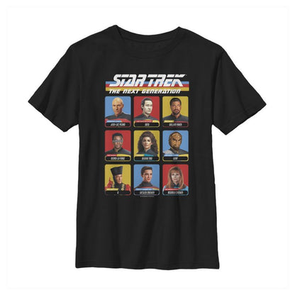 Boy's Star Trek: The Next Generation Starfleet Crew Portraits Playing Cards Frame T-Shirt