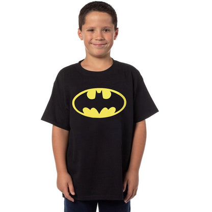 Seven Times Six DC Comics Batman T-Shirt Boys' Bat Symbol Logo Design Tee Black