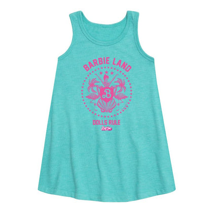 Girls' - Barbie - Barbie Land Dolls Rule Graphic Sleeveless Aline Dress