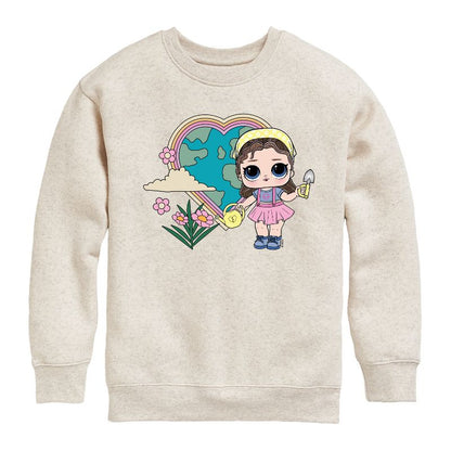 Boys' - LOL Surprise! - Grow Gurrl Heart Earth Graphic Long Sleeve Fleece Sweatshirt