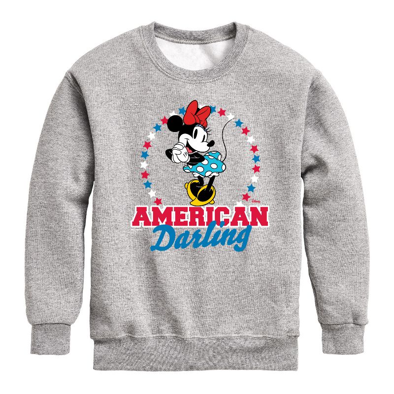 Boys' - Disney - American Darling Minnie Graphic Long Sleeve Fleece Sweatshirt
