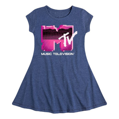 Girls' - MTV - Retro Gamer Logo Fit & Flair Cap Sleeve Dress