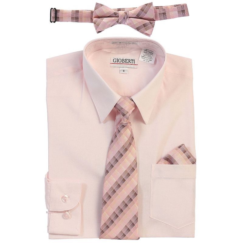 Gioberti Boy's Long Sleeve Dress Shirt and Plaid Tie Accessories Set (Part 3)