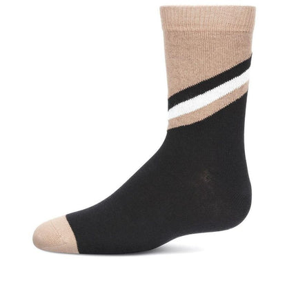 Memoi Boys' Geometric Diagonal Stripe Crew Socks