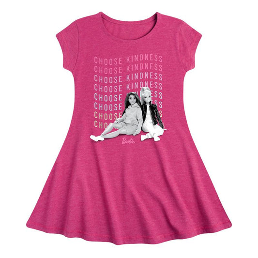Girls' - Barbie - Choose Kindness Fit & Flair Cap Sleeve Dress