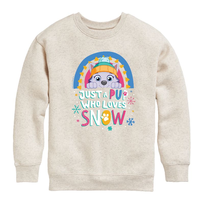 Boys' - Paw Patrol - Just A Pup Who Loves Snow Graphic Long Sleeve Fleece Sweatshirt