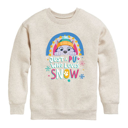 Boys' - Paw Patrol - Just A Pup Who Loves Snow Graphic Long Sleeve Fleece Sweatshirt