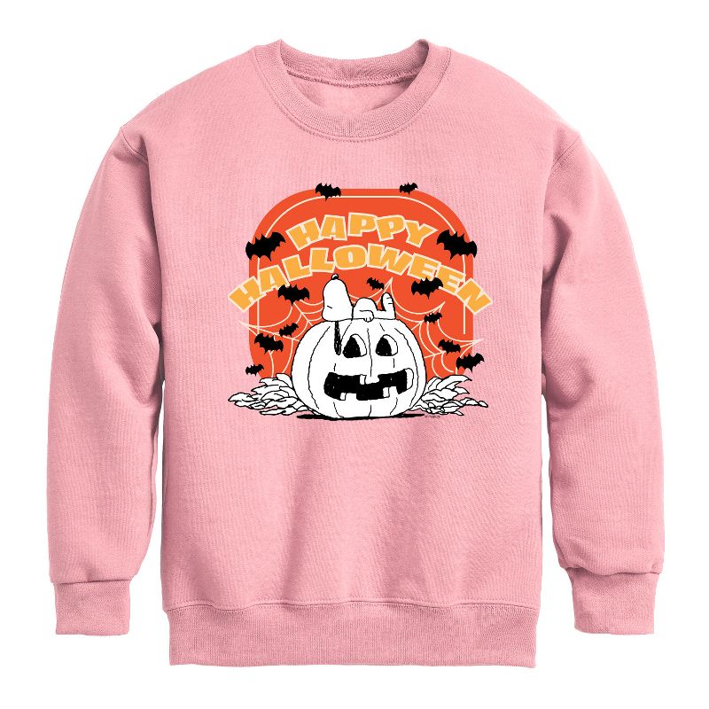 Boys' - Peanuts - Retro Halloween Graphic Long Sleeve Fleece Sweatshirt
