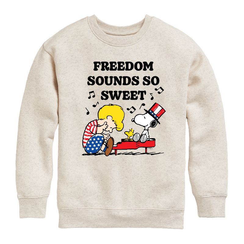 Boys' - Peanuts - Freedom Sounds So Sweet Graphic Long Sleeve Fleece Sweatshirt
