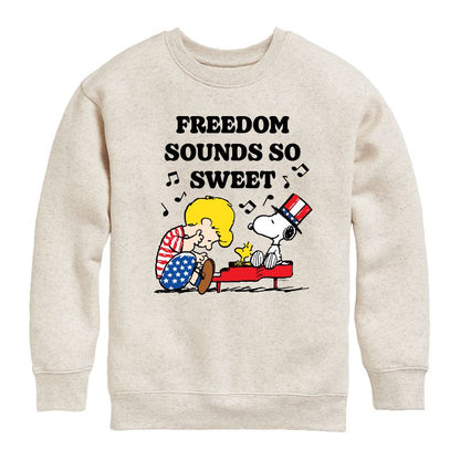 Boys' - Peanuts - Freedom Sounds So Sweet Graphic Long Sleeve Fleece Sweatshirt
