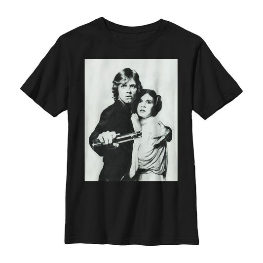 Boy's Star Wars Luke and Leia Grayscale T-Shirt