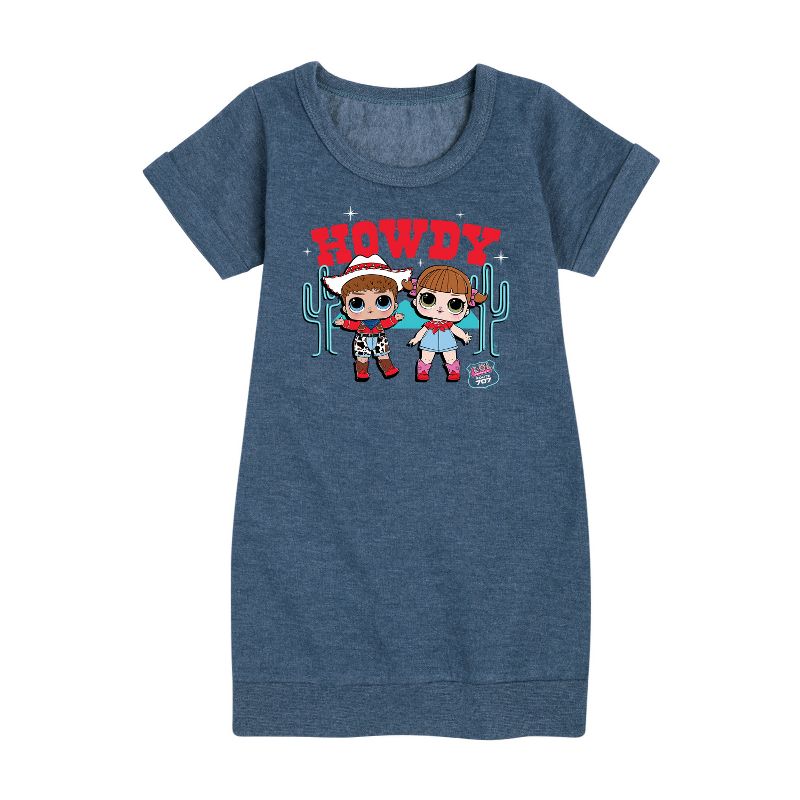 فستان صوف بأكمام قصيرة مطبوع عليه رسومات "هاودي كاوغيرلز" للبنات - مفاجأة LOL!