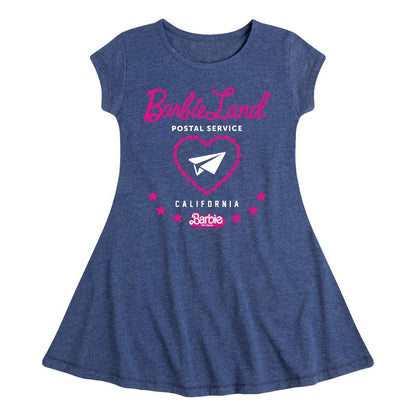 Girls' - Barbie - Barbie Land Postal Service California Fit & Flair Cap Sleeve Dress
