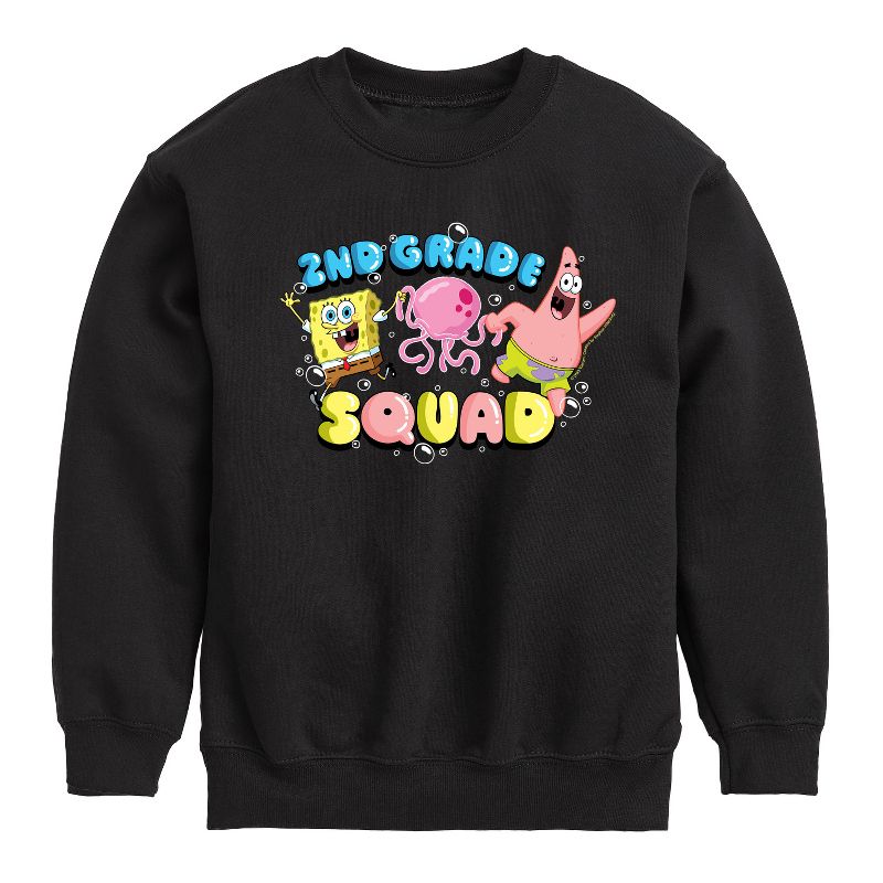 Boys' - SpongeBob SquarePants - 2nd Grade Squad Graphic Long Sleeve Fleece Sweatshirt