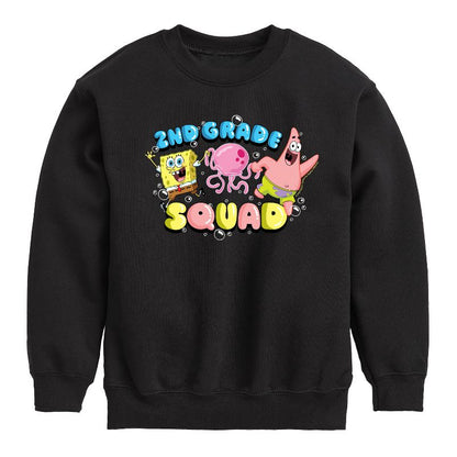 Boys' - SpongeBob SquarePants - 2nd Grade Squad Graphic Long Sleeve Fleece Sweatshirt