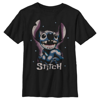 Boy's Lilo & Stitch Distressed Airbrushed Stitch Portrait T-Shirt
