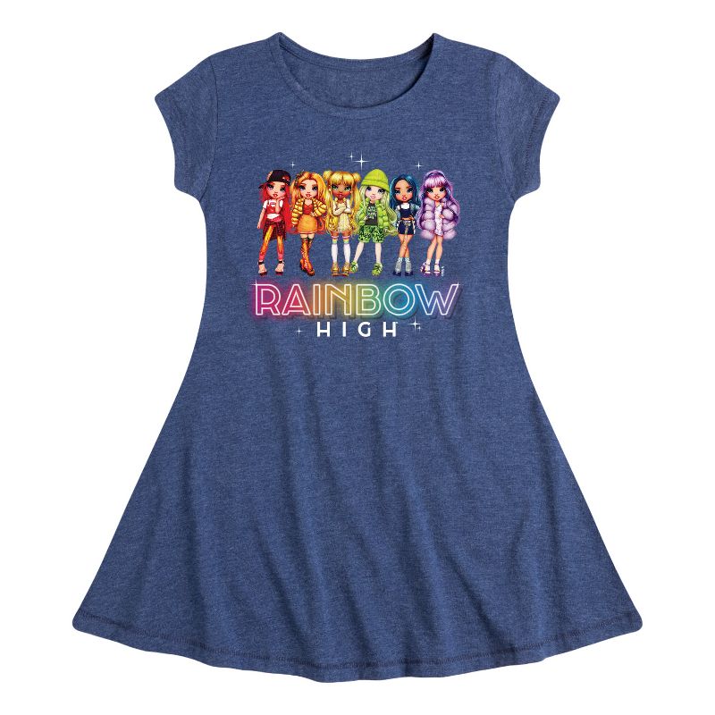 Girls' - Rainbow High - Rainbow High Character Group Fit & Flair Cap Sleeve Dress