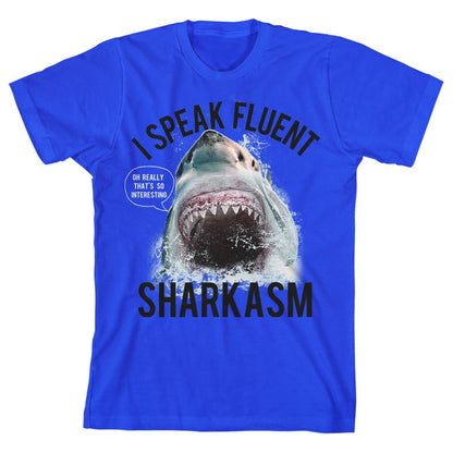 I Speak Fluent Sharkasm Boy's Royal Blue T-shirt