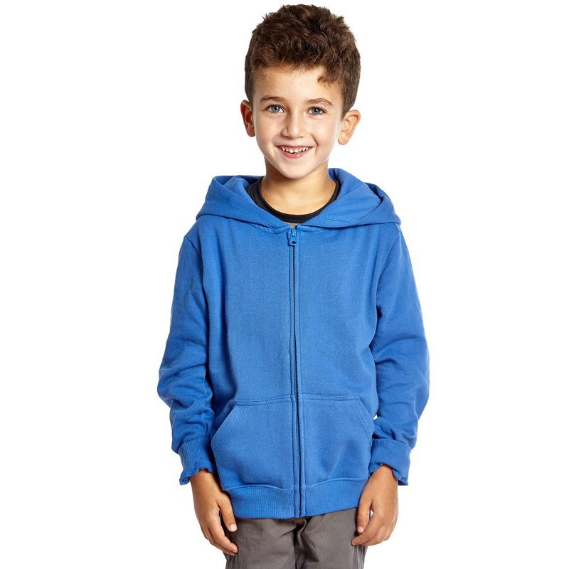 Leveret Kids Zipper Cotton Solid Color Hoodie