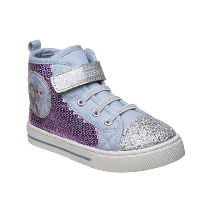 Disney Girls High Top Sneakers Lightweight Canvas Breathable with Sequins (Toddler Sizes)