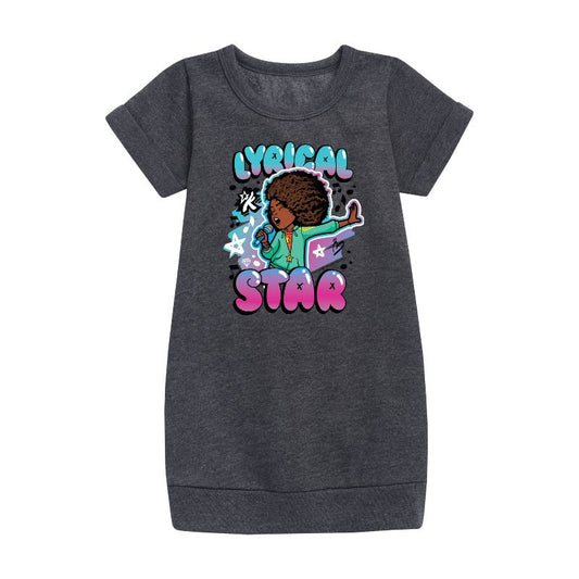 Girls' - Karma's World - Lyrical Star Airbrush Style Graphic Short Sleeve Fleece Dress