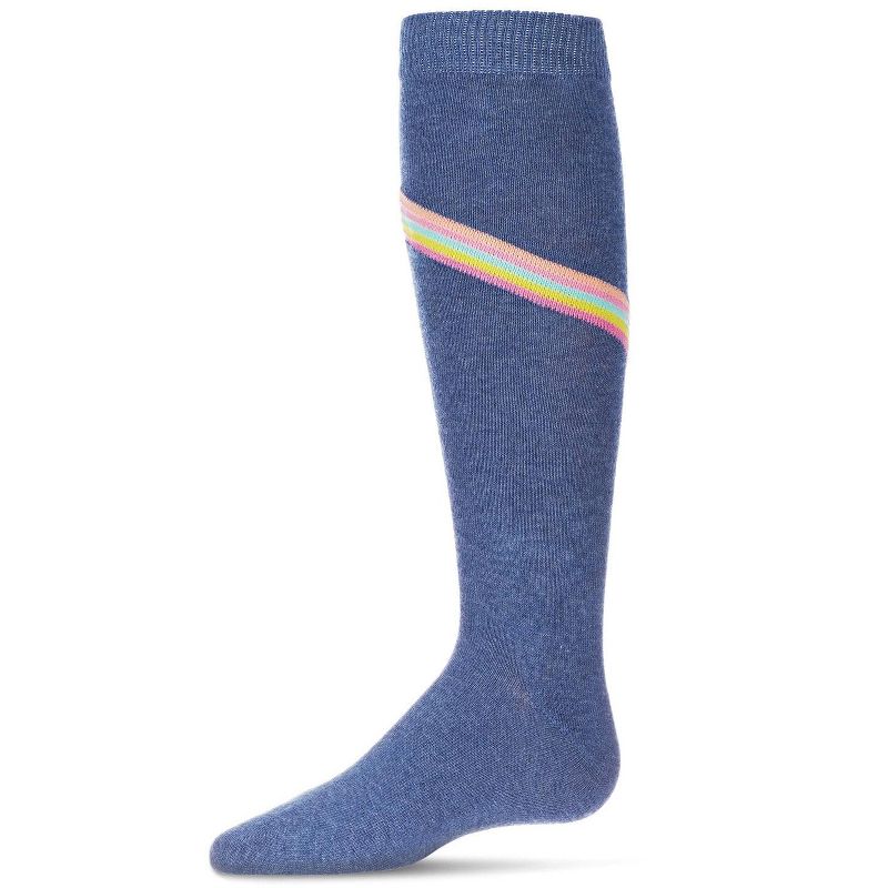 Memoi V Stripe Lurex Cotton Blend Knee High Socks