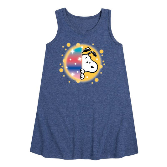 Girls' - Peanuts - Snoopy Airbrush Peek Graphic Sleeveless Aline Dress