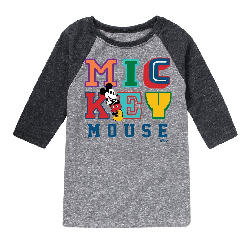 Boys' - Disney - Mickey Mouse Different Letters Raglan Graphic T-Shirt