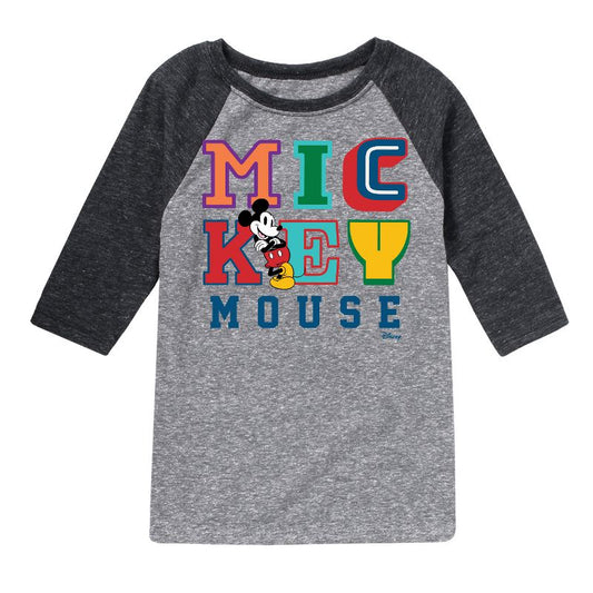 Boys' - Disney - Mickey Mouse Different Letters Raglan Graphic T-Shirt