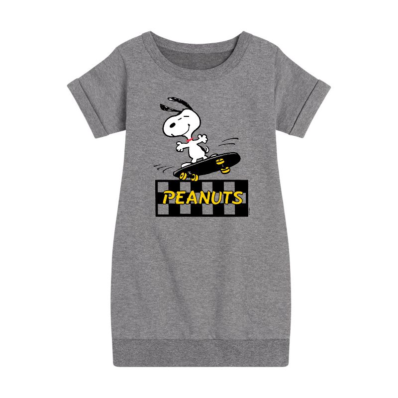Girls' - Peanuts - Snoopy Skater Graphic Short Sleeve Fleece Dress