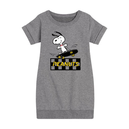 Girls' - Peanuts - Snoopy Skater Graphic Short Sleeve Fleece Dress