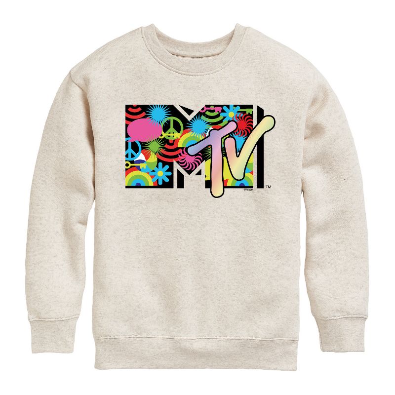 Boys' - MTV - Icon Collage Logo Graphic Long Sleeve Fleece Sweatshirt