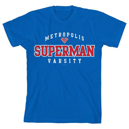 Superman Metropolis Superman Varsity Crew Neck Short Sleeve Royal Blue Boy's T-shirt