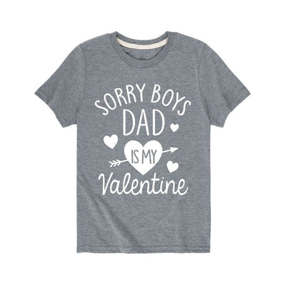 تي شيرت جرافيكي بأكمام قصيرة للأولاد - رسالة فورية - آسف يا أولاد، أبي هو عيد الحب الخاص بي