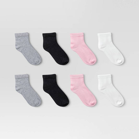 Girls' 8pk Ankle Socks - Dealworthy™ Pink