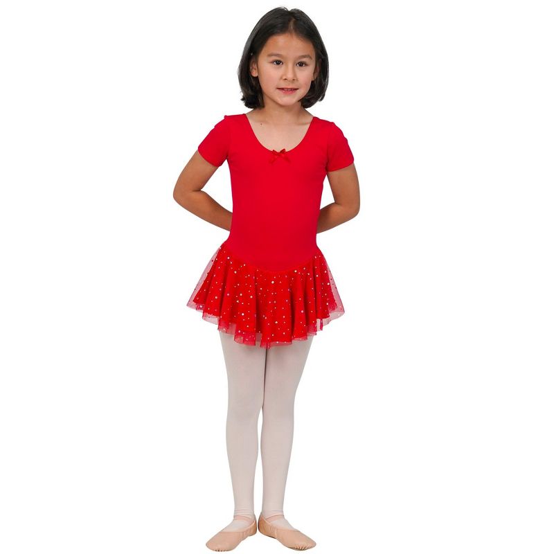 فستان ليوتارد للبنات من دانز إن موشن 293، تنورة مادلين سباركل، بأكمام قصيرة