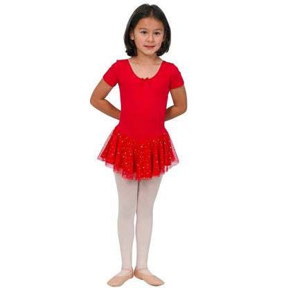 فستان ليوتارد للبنات من دانز إن موشن 293، تنورة مادلين سباركل، بأكمام قصيرة