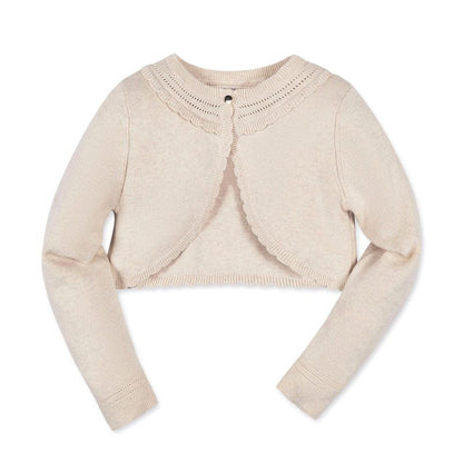 Hope & Henry Girls'  Cropped Special Detail Sweater Cardigan, Kids