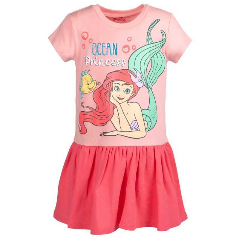 Disney Frozen Elsa Anna Moana Princess Rapunzel Jasmine Belle Girls French Terry Dress Little Kid to Big Kid