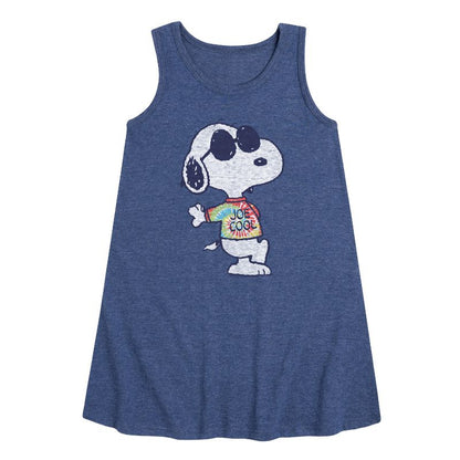 Girls' - Peanuts - Joe Cool' Tie Dye Graphic Sleeveless Aline Dress
