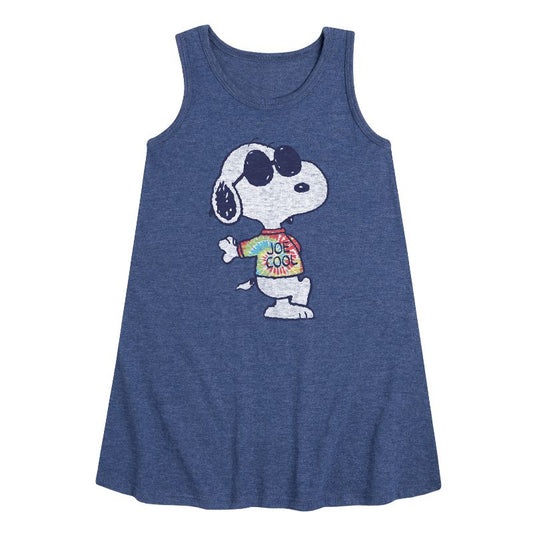 Girls' - Peanuts - Joe Cool' Tie Dye Graphic Sleeveless Aline Dress