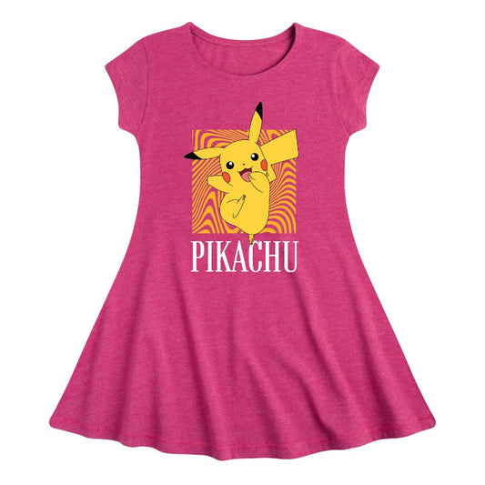 Girls' - Pokémon - Hypnotic Pikachu Art Fit & Flair Cap Sleeve Dress