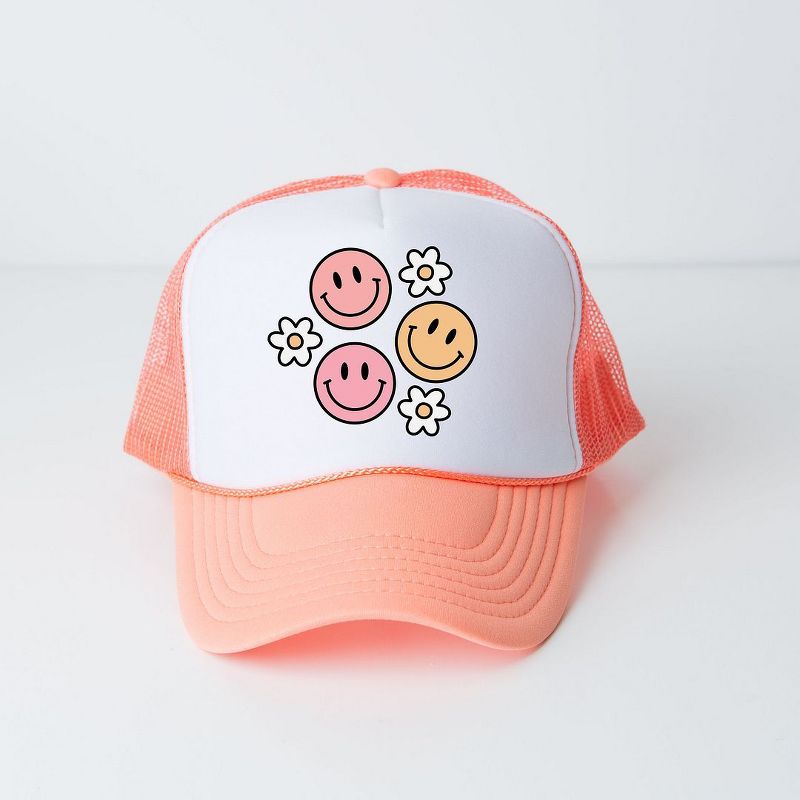 The Juniper Shop Groovy Flower Smiley Face Youth Foam Trucker Hat