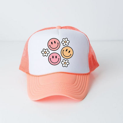 The Juniper Shop Groovy Flower Smiley Face Youth Foam Trucker Hat