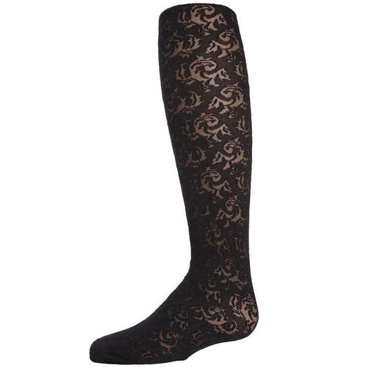 Memoi Girls' Sheer Vine Opaque Tights